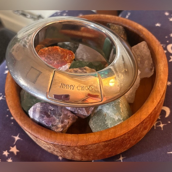 Jimmy Choo Chunky Bangle/ Bag Accessory, Silver - Picture 10 of 13